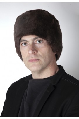 Dark brown rex fur hat - Unisex